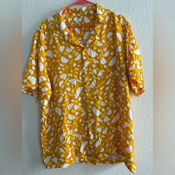 Dip button down short sleeve yellow and white shirt size L - Picture 5 of 5